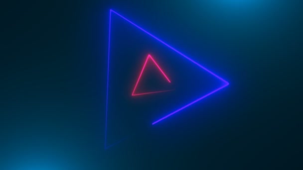 Molti triangoli al neon nello spazio, sfondo astratto generato dal computer, rendering 3D — Video Stock