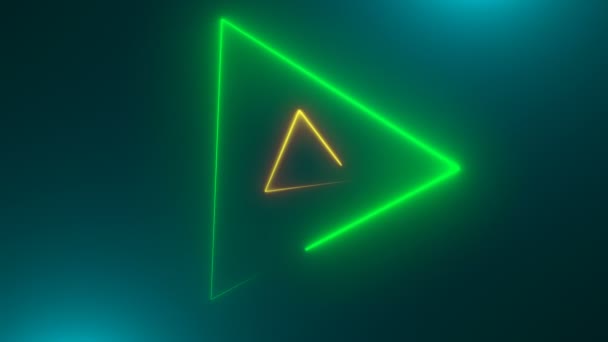 Muchos triángulos de neón en el espacio, fondo generado por computadora abstracta, renderizado 3D — Vídeos de Stock
