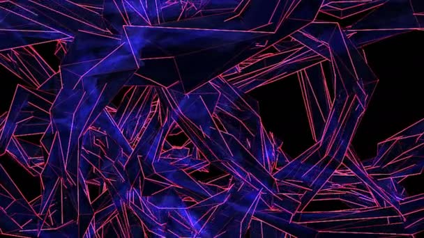 Абстракция с множеством хаотических элементов, 3D-рендеринг, компьютерный фон — стоковое видео