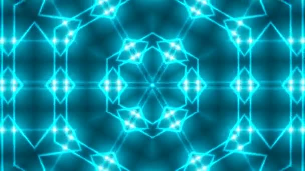 Caleidoscopio de simetría abstracta - luces fractales, fondo de renderizado 3d, fondo generador de computadora — Vídeos de Stock