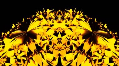 Altın Küre şekil uzay, 3d birçok elemanları ile işlemek zemin, bilgisayar arka plan oluşturma