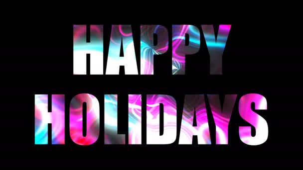 Happy holidays glänsande text, 3d render bakgrund, dator genererar, kan användas för helgdagar festliga design — Stockvideo