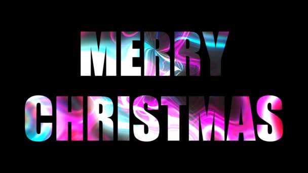 Boldog karácsonyi fényes világos szöveg, 3d render háttér, számítógép generál vonatkozó nyaralás ünnepi design — Stock videók