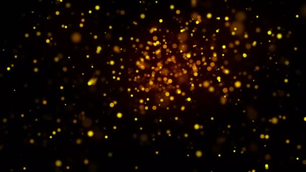 De nombreuses particules d'or scintillantes dans l'espace, fond de Noël abstrait généré par ordinateur, rendu 3D — Video