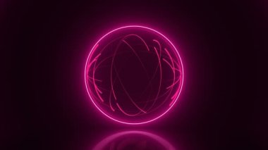 Parlayan ile sihirli küre parlak çizgiler, yüzey, 3d render arka plan yansıması bilgisayar üreten