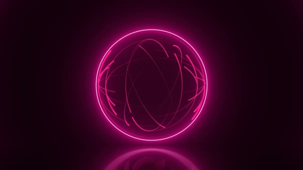 Чарівна яскрава сфера зі світяться лініями, відображенням на поверхні, тлом 3d рендеринга, комп'ютерним генеруванням — стокове відео