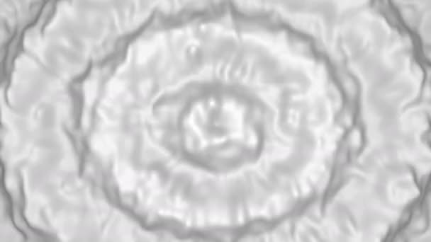 Runde Wellen auf weißer Flüssigkeitsoberfläche, Milch- oder Sahnestruktur, 3D-Darstellung, Abstraktion — Stockvideo