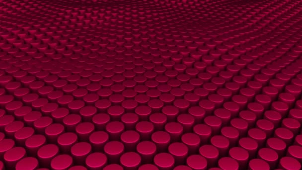 Many abstract cylinders, optical Illusion as sea waves, modern computer generated 3D render backdrop — Stock Video