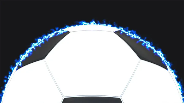 Ballon de football réaliste avec illumiantion sur noir, élément de conception, rendu 3d — Photo