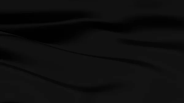 Magnifique tissu ondulé noir, fond généré par ordinateur, rendu 3d — Photo