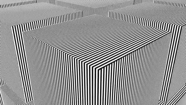 Strisce bianche e nere. Computer generato sfondo astratto, rendering 3D — Video Stock