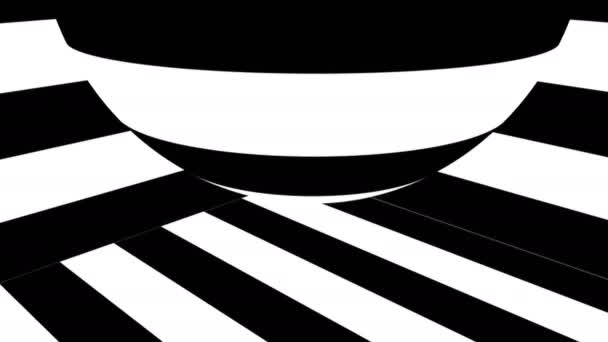 Черно-белые полосы. Созданный компьютером абстрактный фон, 3D рендеринг — стоковое видео