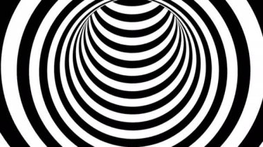 Siyah ve beyaz çizgili tünel, psychedelic soyutlama, 3d işleme bilgisayar üretimi backgorund