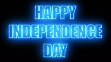 Mutlu bağımsızlık günü parlak parlak metin, 3d render zemin, bilgisayar üreten