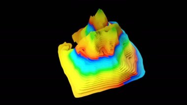 3D topografik harita arka plan kavramı renkli katmanlarla soyut resim işleme