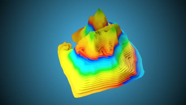 3D Topographic map background concept with colored layers, rendering abstract illustration — Stock Video