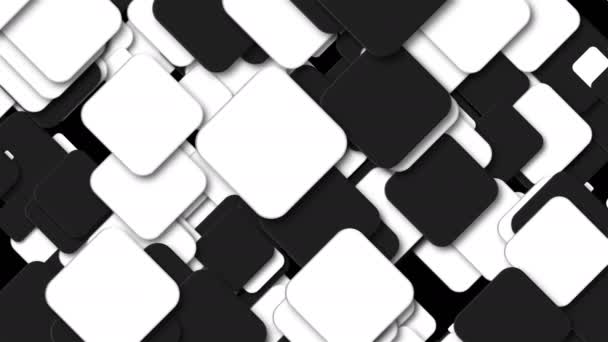 Vele zwart-wit pleinen zijn in de ruimte, computer gegenereerde moderne abstracte achtergrond, 3d render — Stockvideo