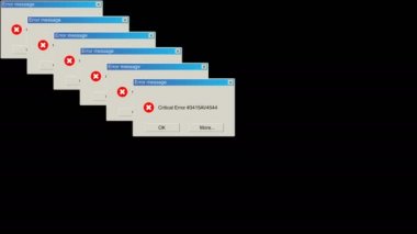 Kritik hata bildirimi, sorun uyarı zemin, birçok windows bilgisayar arka plan, 3d render oluşturulan.