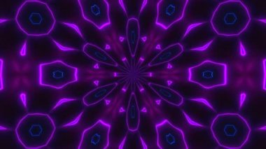 Güzel soyut simetri kaleydoskop parlak neon ile hat, 3d render zemin, bilgisayar üreten arka plan