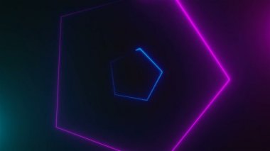 Birçok neon üçgen alanı, soyut bilgisayar oluşturulan fon, 3d render