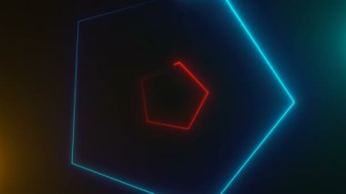 Birçok neon üçgen alanı, soyut bilgisayar oluşturulan fon, 3d render