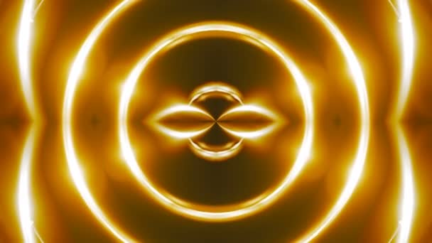 Belo caleidoscópio abstrato - luz dourada fractal, 3D renderizar pano de fundo, computador gerando fundo — Vídeo de Stock