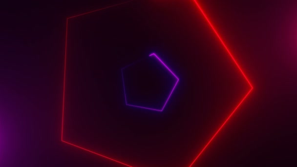 Många neon trianglar i utrymme, abstrakt datorgenererade bakgrund, 3d render — Stockvideo