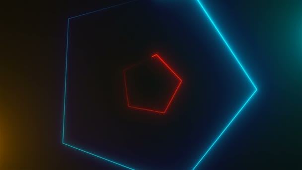Många neon trianglar i utrymme, abstrakt datorgenererade bakgrund, 3d render — Stockvideo
