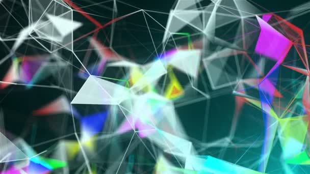 Abstrakta triangulering plexus med anslutningar i rymden, bakgrund med ansluta prickar och linjer, 3d rendering bakgrund — Stockvideo