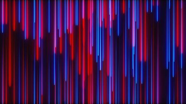 Birçok dikey neon aydınlatma hatları, soyut bilgisayar oluşturulan fon, 3d render