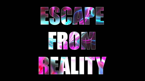 Letters of bright shiny Escape from reality text, 3d render background, computer generating for gaming — Stock Photo, Image