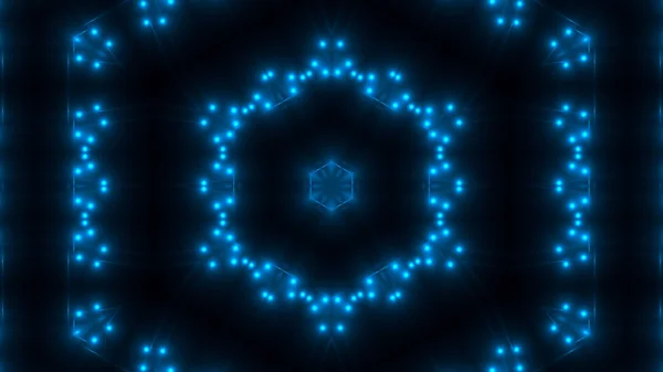 Bellissimo caleidoscopio astratto - luce blu frattale, sfondo di rendering 3d, sfondo generatore di computer — Foto Stock