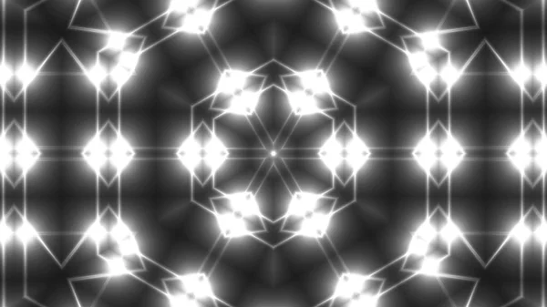 Caleidoscopio astratto a simmetria - luci frattali, sfondo di rendering 3d, sfondo generatore di computer — Foto Stock