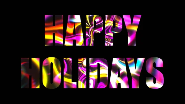 Happy holidays glänsande text, 3d render bakgrund, dator genererar, kan användas för helgdagar festliga design — Stockfoto