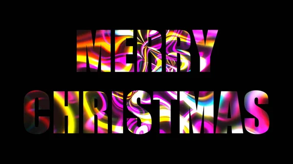 Frohe Weihnachten glänzende helle Text, 3D-Render-Hintergrund, Computer-Generierung für Feiertage festliches Design — Stockfoto