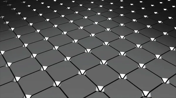 Piso de metal com azulejos, renderização 3d abstrata, fundo gerador de computador — Fotografia de Stock
