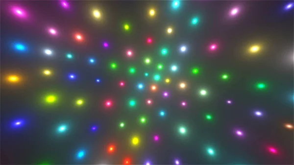 Abstrakte fliegende glühende Teilchen im Weltraum, computergenerierter abstrakter Hintergrund, 3D-Renderer — Stockfoto