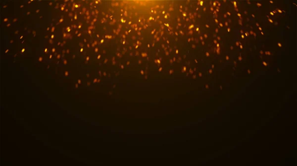 Brilhantes brilhos de ouro no espaço, muitas partículas, celebratório 3D fundo de renderização — Fotografia de Stock