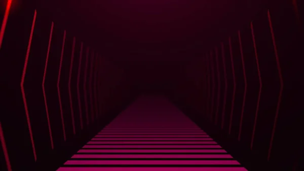 Tunel z neon światło w przestrzeni, generowany komputerowo streszczenie tło, 3d renderowania — Zdjęcie stockowe