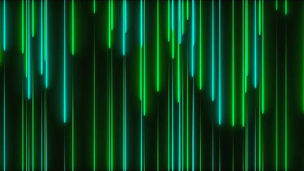 Many vertical neon lighting lines, abstract computer generated backdrop, 3D render