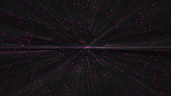 Veel heldere stralen van licht in donkere ruimte, abstracte computer gegenereerde achtergrond, 3d render — Stockfoto