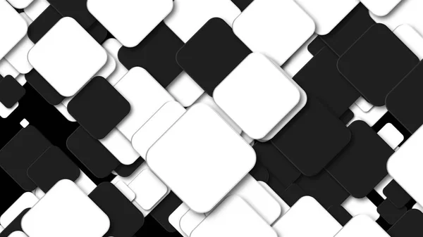 Muchos cuadrados en blanco y negro están en el espacio, generado por ordenador moderno fondo abstracto, 3d render — Foto de Stock