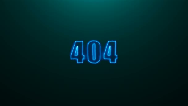 上のライト、3 d の背景に 404 テキストの文字レンダリング背景、コンピューター ゲームの生成 — ストック動画