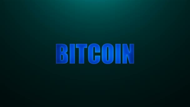 Lettere di testo Bitcoin su sfondo con luce superiore, sfondo di rendering 3d, generazione di computer per notizie — Video Stock