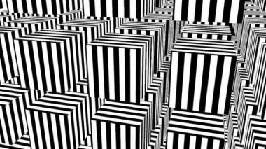 Siyah ve beyaz çizgiler. Bilgisayar oluşturulmuş soyut arkaplan, 3B görüntüleme