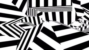 Siyah ve beyaz çizgiler. Bilgisayar oluşturulmuş soyut arkaplan, 3B görüntüleme