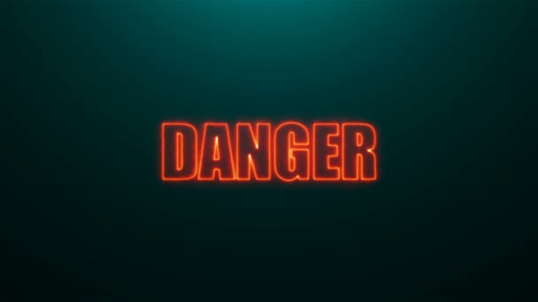 Letters of Danger text på bakgrund med övre ljus, 3D render bakgrund, dator som genererar — Stockvideo