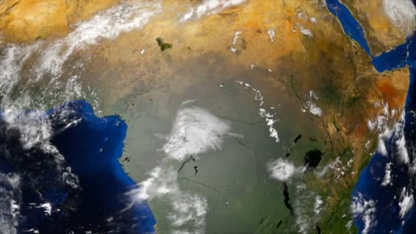 Planète 3d Terre avec quelques nuages, continents différents, arrière-plan de rendu généré par ordinateur — Video