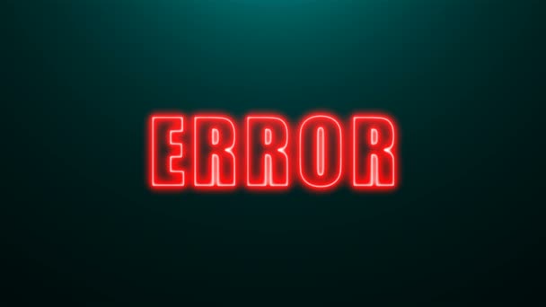 Teks Letters of Error pada latar belakang dengan pencahayaan puncak, latar belakang render 3d, komputer yang menghasilkan permainan — Stok Video
