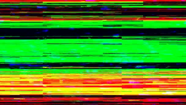 Dynamické glich video, špatný televizní signál z barevný displej, 3d vykreslení computeru pozadí — Stock video